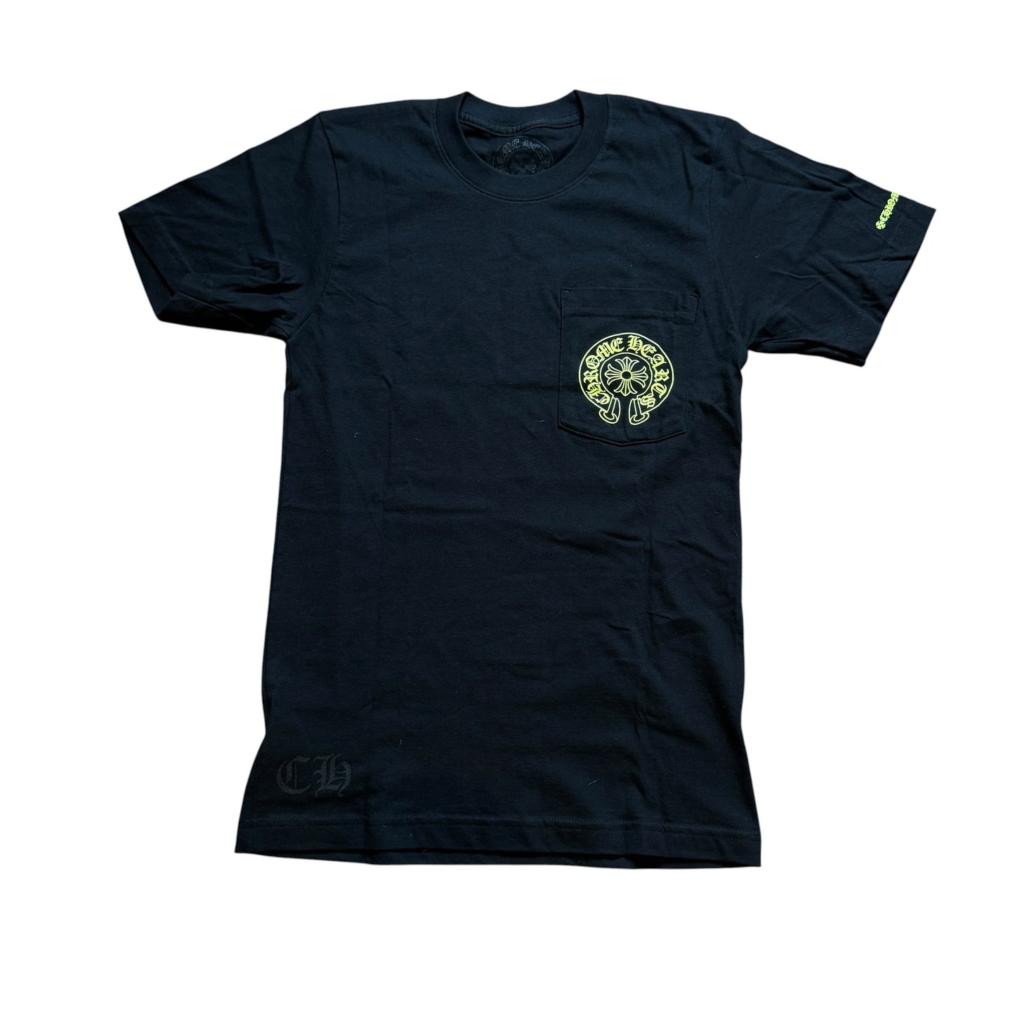 CHROME HEARTS Neon Yellow Horseshoe Tee Black Size XS