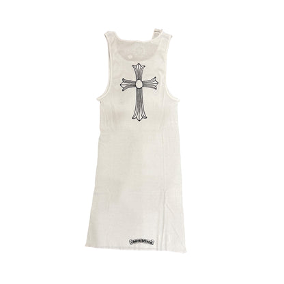 CHROME HEARTS T Bar Logo Back Cross Print Tank Top Size L