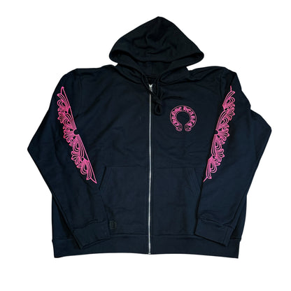 Chrome Hearts Horseshoe Floral Cross Zip-Up Hoodie