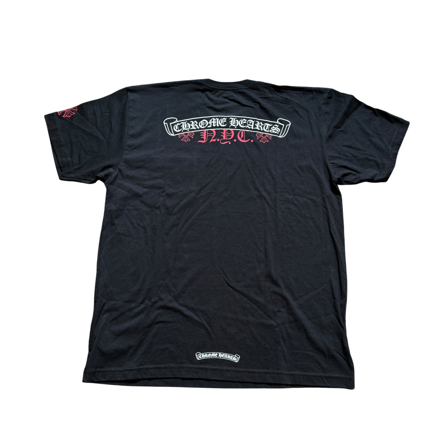 CHROME HEARTS Nyc Exclusive Red Scroll Label Cross Short Sleeve Tee