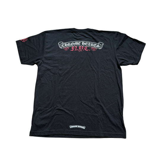 CHROME HEARTS Nyc Exclusive Red Scroll Label Cross Short Sleeve Tee