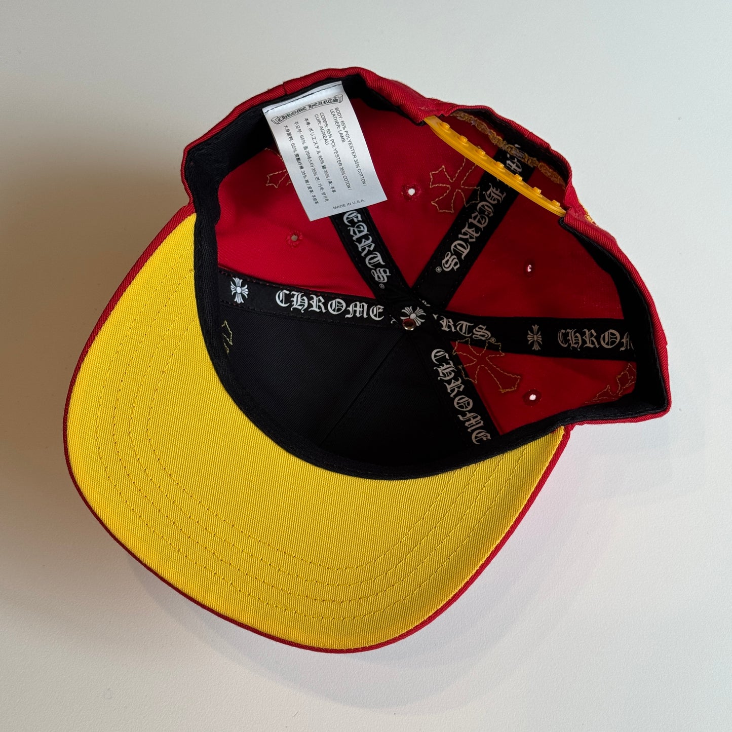 CHROME HEARTS RED Cemetery Cross Patch Trucker Cap RED ONE