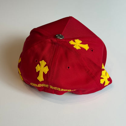 CHROME HEARTS RED Cemetery Cross Patch Trucker Cap RED ONE