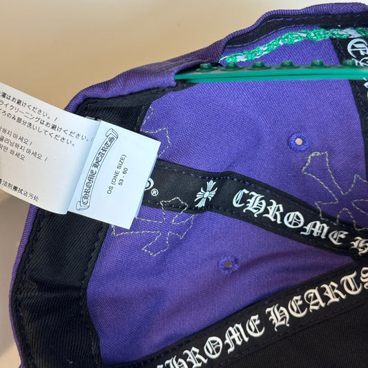 CHROME HEARTS Cemetery Cross Patch Trucker Cap Purple