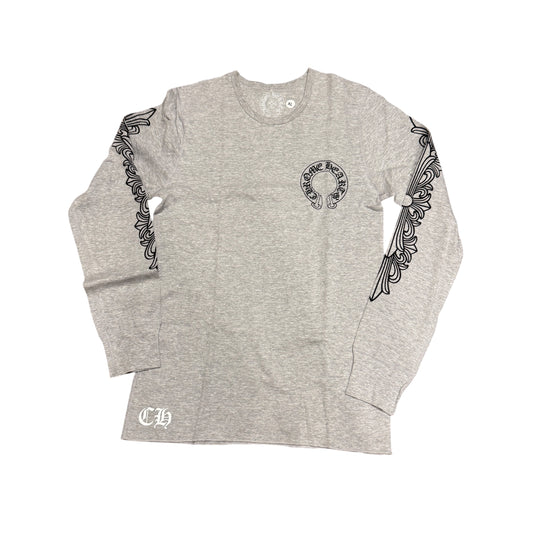CHROME HEARTS 2025SS Floral Cross Horseshoe Thermal Long Sleeve Tee Size XL