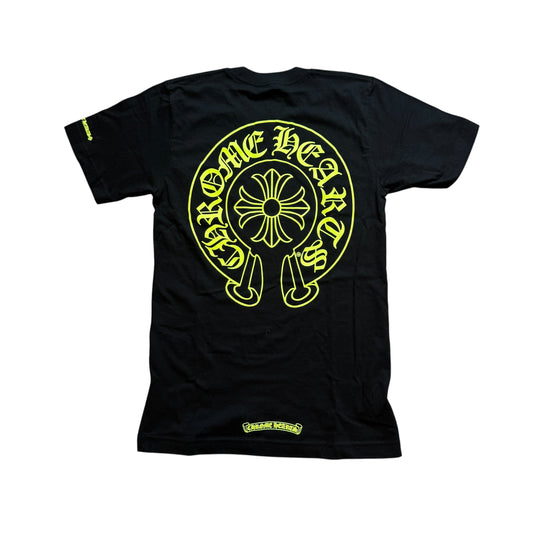 CHROME HEARTS Neon Yellow Horseshoe Tee Black Size XS