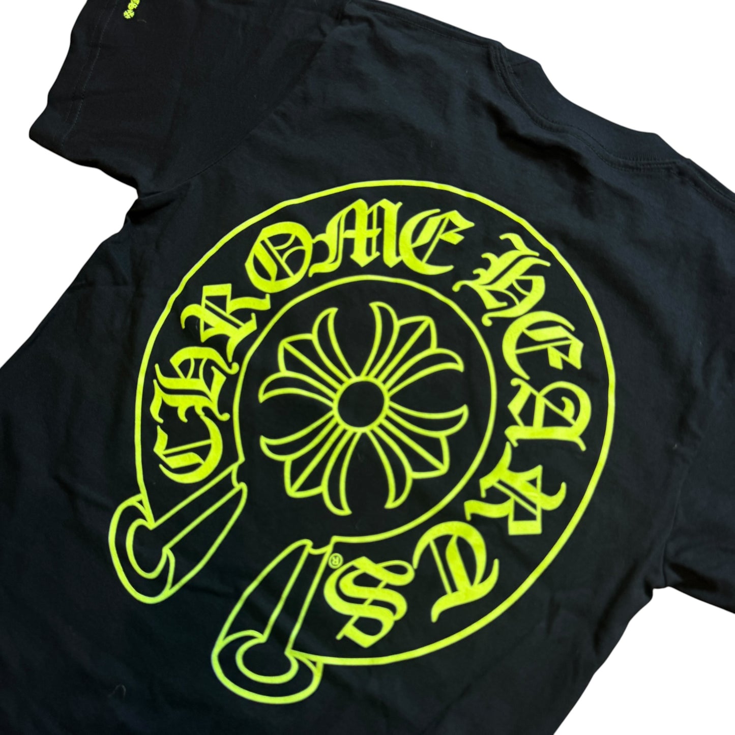 CHROME HEARTS Neon Yellow Horseshoe Tee Black Size XS