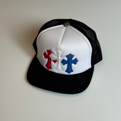 Chrome Hearts 3 Cross Patches Trucker Cap