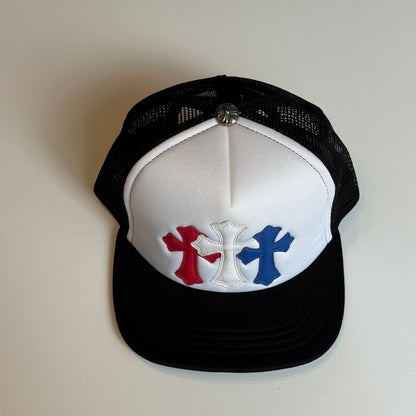 Chrome Hearts 3 Cross Patches Trucker Cap