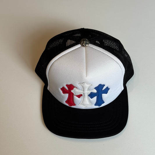 Chrome Hearts 3 Cross Patches Trucker Cap