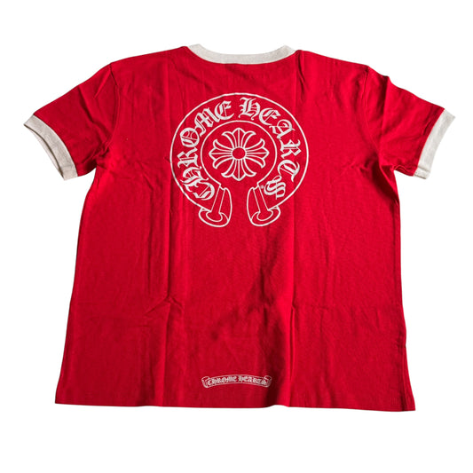 Chrome Hearts black horseshoe print ringer t-shirts