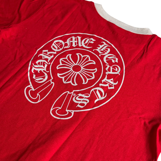 Chrome Hearts black horseshoe print ringer t-shirts